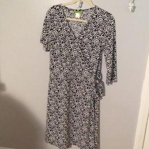 Black and white wrap dress